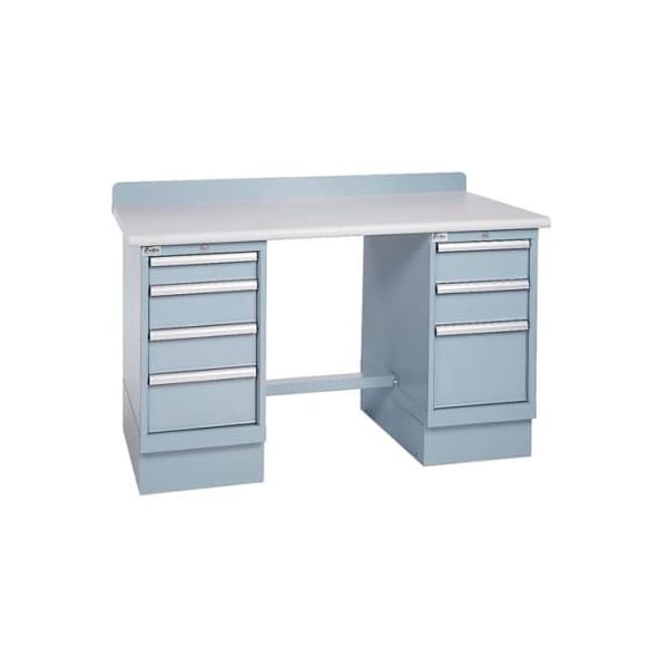 Lista International Technical Workbench w/3 and 4 Drawer Cabinets, Plastic Laminate Top - Gray XSTB41-60PT/LG - main